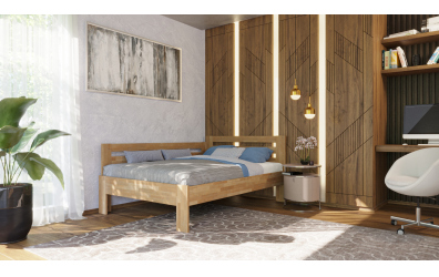 Manželská postel EKONOMY FREZIE, zábrana levá 160x200, buk cink