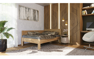 Manželská postel EKONOMY GERBERA, zábrana levá 140x200, buk cink