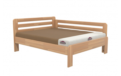 Manželská postel EKONOMY LEVANDULE, zábrana pravá 160x200, buk cink