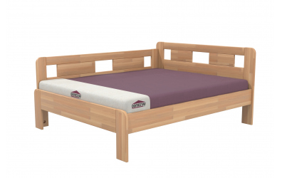 Manželská postel EKONOMY LILIE, zábrana levá 160x200, buk cink