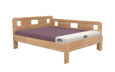 Manželská postel EKONOMY LILIE, zábrana pravá 160x200, buk cink