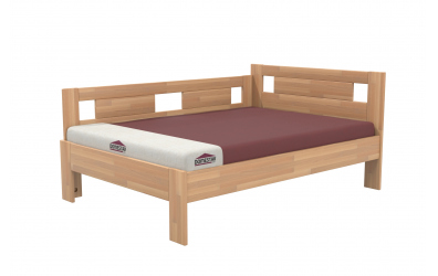 Manželská postel EKONOMY NARCIS, zábrana levá 140x200, buk cink