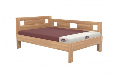 Manželská postel EKONOMY NARCIS, zábrana pravá 140x200, buk cink