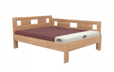 Manželská postel EKONOMY NARCIS, zábrana pravá 160x200, buk cink