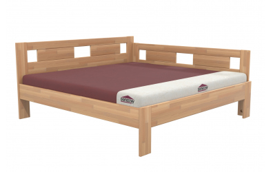 Manželská postel EKONOMY NARCIS, zábrana pravá 200x200, buk cink