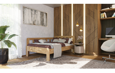 Manželská postel EKONOMY SLUNEČNICE, zábrana levá 140x200, buk cink