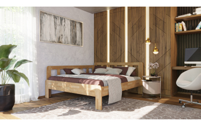 Manželská postel EKONOMY SLUNEČNICE, zábrana levá 180x200, buk cink