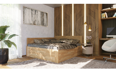 Manželská postel EKONOMY GERBERA BOX, zábrana levá 160x200, buk cink
