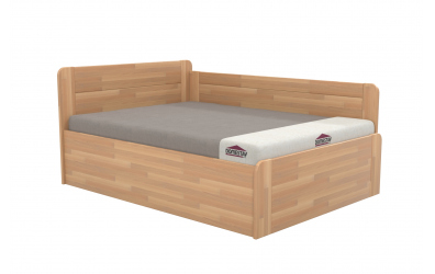 Manželská postel EKONOMY KONVALINKA BOX, zábrana pravá 140x200, buk cink