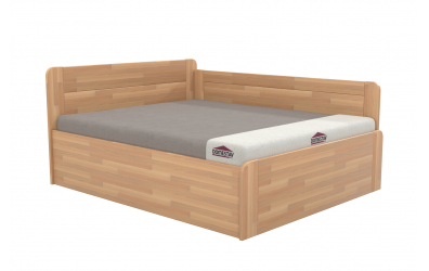 Manželská postel EKONOMY KONVALINKA BOX, zábrana pravá 160x200, buk cink
