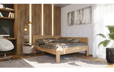 Manželská postel EKONOMY KONVALINKA BOX, zábrana pravá 180x200, buk cink