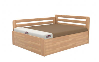 Manželská postel EKONOMY LEVANDULE BOX, zábrana levá 160x200, buk cink