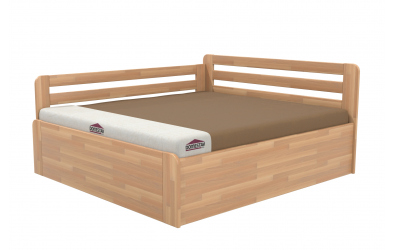 Manželská postel EKONOMY LEVANDULE BOX, zábrana levá 180x200, buk cink
