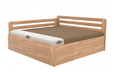Manželská postel EKONOMY LEVANDULE BOX, zábrana levá 200x200, buk cink