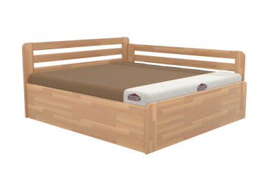 Manželská postel EKONOMY LEVANDULE BOX, zábrana pravá 180x200, buk cink