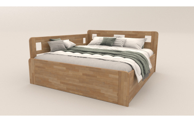 Manželská postel EKONOMY LILIE BOX,  zábrana levá 160x200,  buk cink