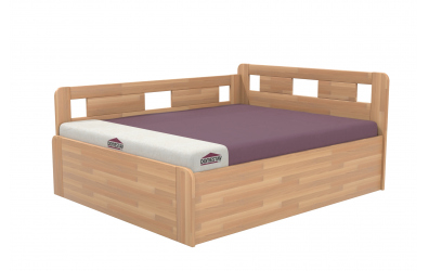 Manželská postel EKONOMY LILIE BOX,  zábrana levá 160x200,  buk cink
