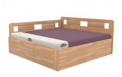 Manželská postel EKONOMY LILIE BOX,  zábrana levá 200x200,  buk cink