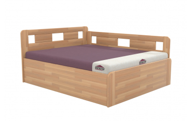 Manželská postel EKONOMY LILIE BOX,  zábrana pravá 160x200,  buk cink