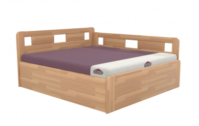 Manželská postel EKONOMY LILIE BOX,  zábrana pravá 180x200,  buk cink