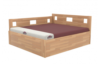 Manželská postel EKONOMY NARCIS BOX,  zábrana levá 180x200,  buk cink