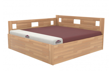 Manželská postel EKONOMY NARCIS BOX,  zábrana levá 200x200,  buk cink