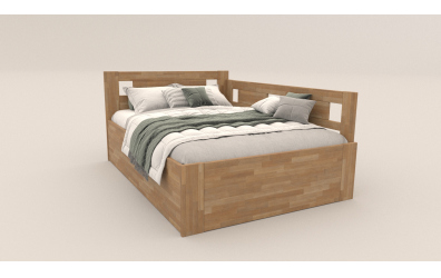 Manželská postel EKONOMY NARCIS BOX,  zábrana pravá 140x200,  buk cink