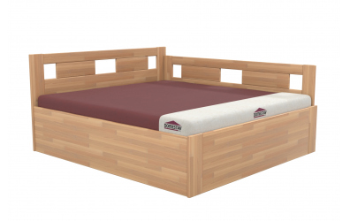 Manželská postel EKONOMY NARCIS BOX,  zábrana pravá 180x200,  buk cink