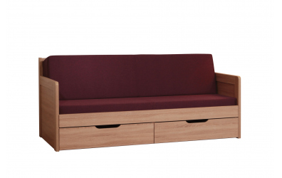 Rozkládací postel TANDEM Klasik, 90x200, s područkami, buk jádrový