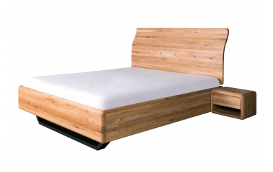 Manželská postel ARIA čelo esovité, kovová podnož, 180 cm, dub nature
