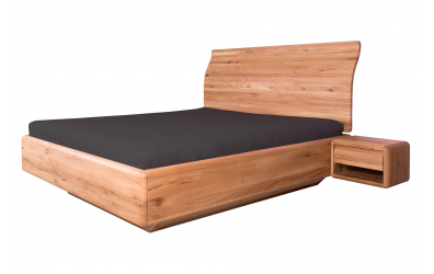 Manželská postel ARIA čelo esovité, úložný prostor, 180 cm, dub nature