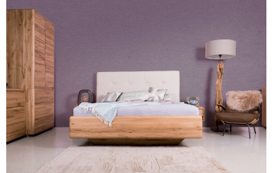 Manželská postel ARIA čelo čalouněné, úložný prostor, 180 cm, dub nature