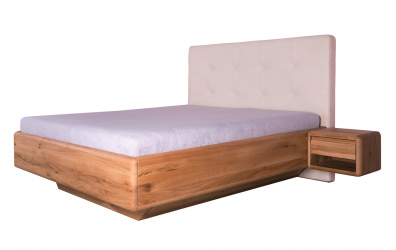 Manželská postel ARIA čelo čalouněné, úložný prostor, 180 cm, dub nature