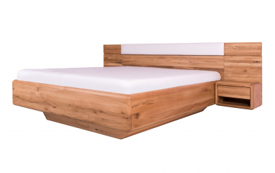 Manželská postel ARIA čelo rovné rozšířené s čalouněním, úložný prostor, 180 cm, dub nature