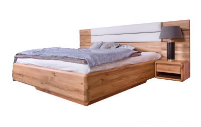 Manželská postel ARIA čelo rovné rozšířené vysoké s čalouněním, úložný prostor, 180 cm, dub nature