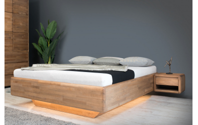 Manželská postel ARIA bez čela, úložný prostor, 180 cm, buk cink