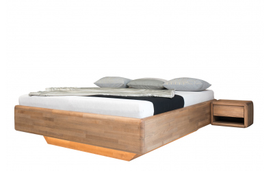 Manželská postel ARIA bez čela, úložný prostor, 180 cm, buk cink