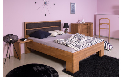 Manželská postel SOFIA čelo rovné s čalouněním DUO, 160 cm, buk cink