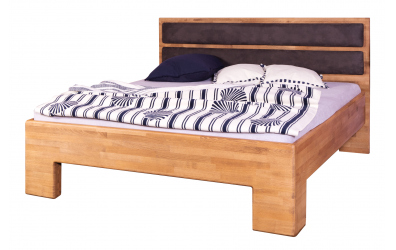 Manželská postel SOFIA čelo rovné s čalouněním DUO, 160x200 cm, buk cink