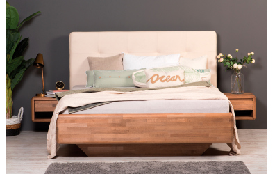 Manželská postel ARIA čelo čalouněné, úložný prostor, 180 cm, buk cink