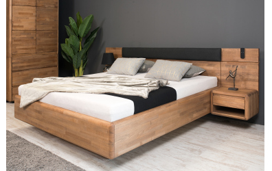 Manželská postel ARIA čelo nízké s čalouněním, úložný prostor, 180 cm, buk cink