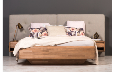 Manželská postel ARIA čelo čalouněné rozšířené, úložný prostor, 180 cm, buk cink