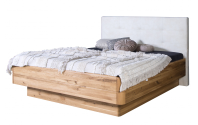 Manželská postel FANTAZIE Grande, čelo čalouněné, 180 cm, dub nature