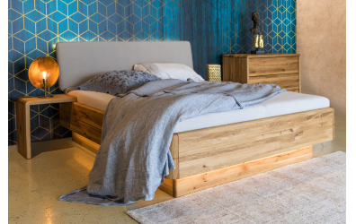 Manželská postel FANTAZIE GRANDE, čelo čalouněné nízké, 180 cm, dub nature