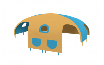 Domeček stan pro dělené čelo a zábranu A B pravý - žluto tyrkysový