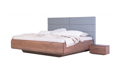Manželská postel LEVITY, čelo čalouněné, 180 cm, buk průběžný