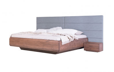 Manželská postel LEVITY, čelo čalouněné rozšířené,180 cm, buk průběžný