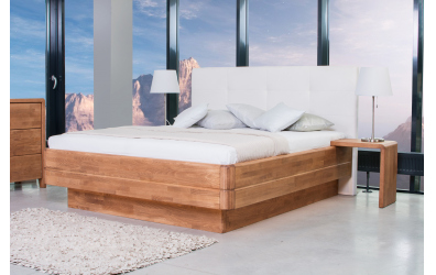 Manželská postel FANTAZIE Grande, čelo čalouněné, 180 cm, dub cink