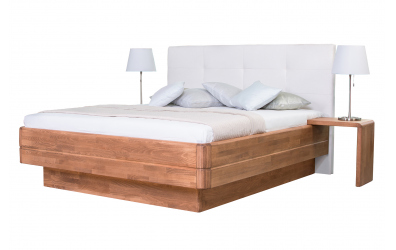 Manželská postel FANTAZIE Grande, čelo čalouněné, 180 cm, dub cink
