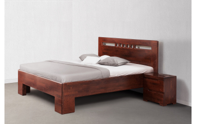 Manželská postel SOFIA čelo rovné, čtverečky, 180x200 cm, buk cink